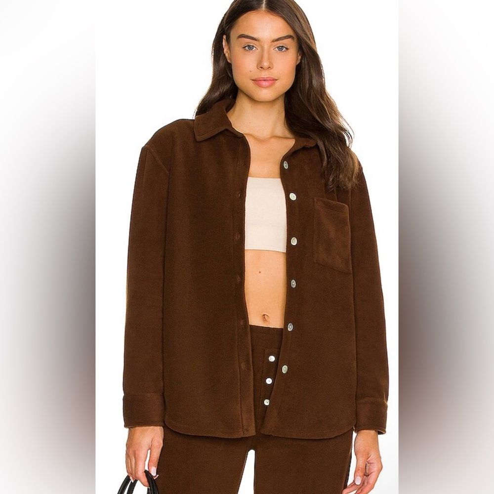 Donni. Polar Fleece Shirt Jacket In Chocolate Xs Nwt
